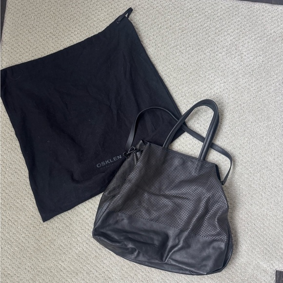 Osklen Black Perforated Leather Slouchy Tote Shoulder Bag - Picture 3 of 16